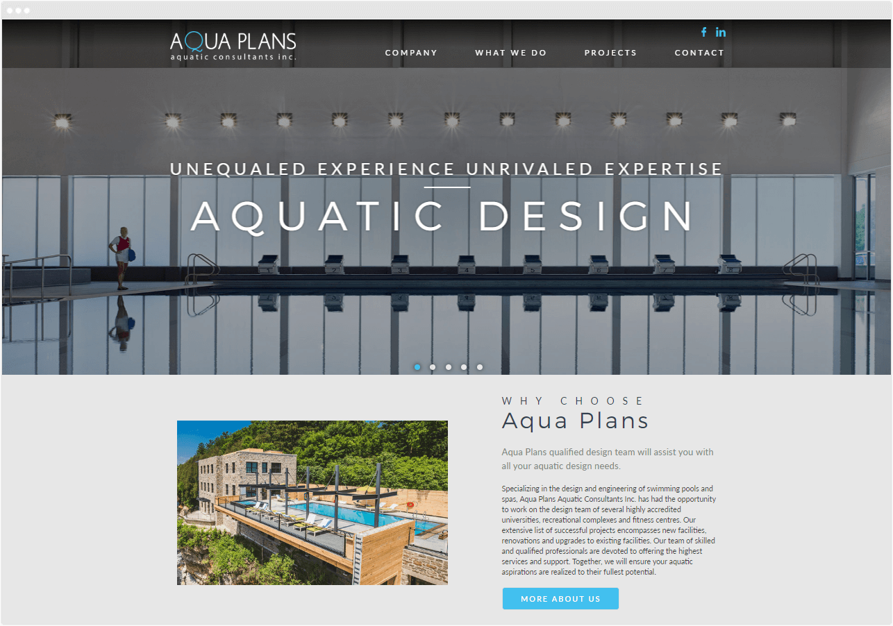 Aqua Plans homepage screenshot